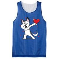 Funny Dabbing Husky Heart Valentine's Day Gift Mesh Reversible Basketball Jersey Tank