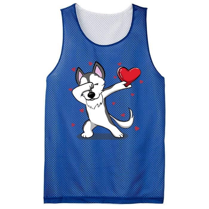 Funny Dabbing Husky Heart Valentine's Day Gift Mesh Reversible Basketball Jersey Tank