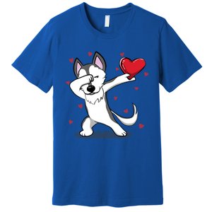 Funny Dabbing Husky Heart Valentine's Day Gift Premium T-Shirt