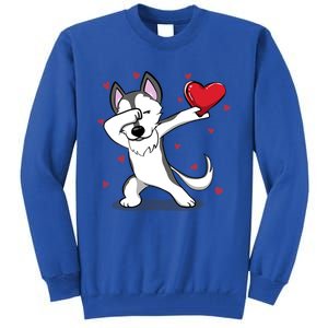 Funny Dabbing Husky Heart Valentine's Day Gift Tall Sweatshirt