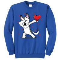 Funny Dabbing Husky Heart Valentine's Day Gift Tall Sweatshirt