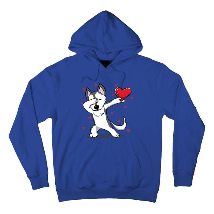 Funny Dabbing Husky Heart Valentine's Day Gift Tall Hoodie