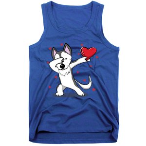 Funny Dabbing Husky Heart Valentine's Day Gift Tank Top