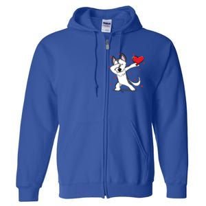 Funny Dabbing Husky Heart Valentine's Day Gift Full Zip Hoodie