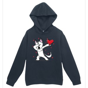 Funny Dabbing Husky Heart Valentine's Day Gift Urban Pullover Hoodie