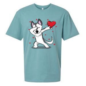 Funny Dabbing Husky Heart Valentine's Day Gift Sueded Cloud Jersey T-Shirt