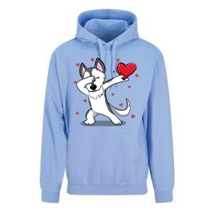 Funny Dabbing Husky Heart Valentine's Day Gift Unisex Surf Hoodie