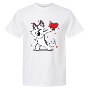 Funny Dabbing Husky Heart Valentine's Day Gift Garment-Dyed Heavyweight T-Shirt