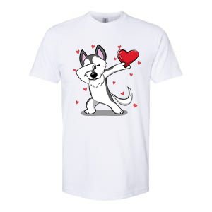 Funny Dabbing Husky Heart Valentine's Day Gift Softstyle CVC T-Shirt