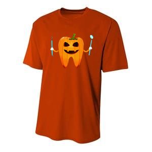 Funny Dental Halloween Tooth Pumpkin Dentist Halloween Gift Youth Performance Sprint T-Shirt