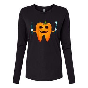 Funny Dental Halloween Tooth Pumpkin Dentist Halloween Gift Womens Cotton Relaxed Long Sleeve T-Shirt