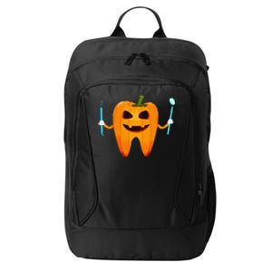 Funny Dental Halloween Tooth Pumpkin Dentist Halloween Gift City Backpack