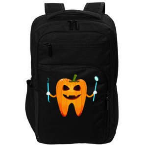 Funny Dental Halloween Tooth Pumpkin Dentist Halloween Gift Impact Tech Backpack