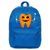 Funny Dental Halloween Tooth Pumpkin Dentist Halloween Gift 16 in Basic Backpack