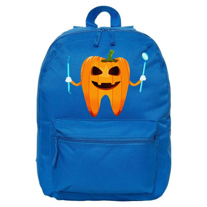 Funny Dental Halloween Tooth Pumpkin Dentist Halloween Gift 16 in Basic Backpack