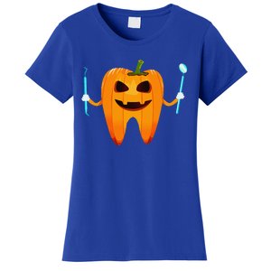 Funny Dental Halloween Tooth Pumpkin Dentist Halloween Gift Women's T-Shirt