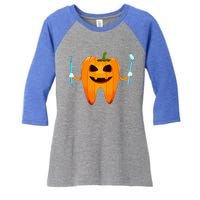 Funny Dental Halloween Tooth Pumpkin Dentist Halloween Gift Women's Tri-Blend 3/4-Sleeve Raglan Shirt