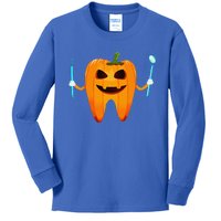 Funny Dental Halloween Tooth Pumpkin Dentist Halloween Gift Kids Long Sleeve Shirt