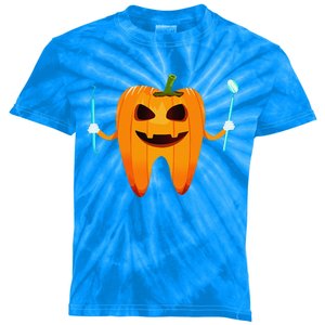 Funny Dental Halloween Tooth Pumpkin Dentist Halloween Gift Kids Tie-Dye T-Shirt