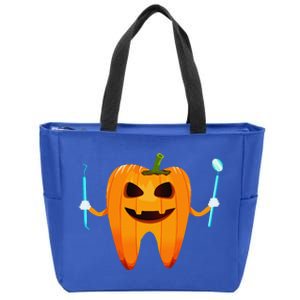 Funny Dental Halloween Tooth Pumpkin Dentist Halloween Gift Zip Tote Bag