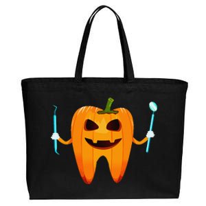 Funny Dental Halloween Tooth Pumpkin Dentist Halloween Gift Cotton Canvas Jumbo Tote