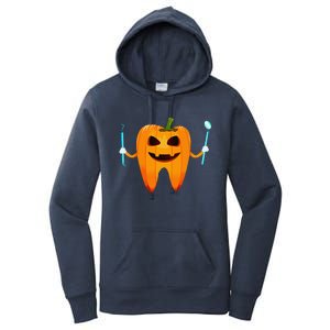 Funny Dental Halloween Tooth Pumpkin Dentist Halloween Gift Women's Pullover Hoodie