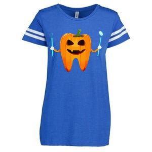 Funny Dental Halloween Tooth Pumpkin Dentist Halloween Gift Enza Ladies Jersey Football T-Shirt