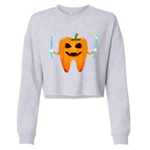 Funny Dental Halloween Tooth Pumpkin Dentist Halloween Gift Cropped Pullover Crew