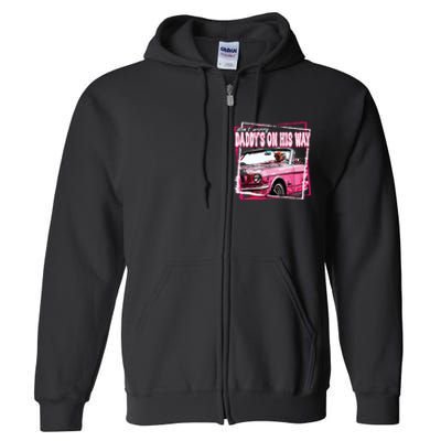 Funny Daddys Home Trump Pink 2024 Take America Back 2024 Full Zip Hoodie