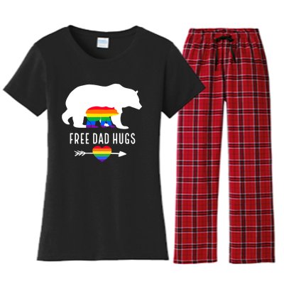 Free Dad Hugs Proud Lgbt Dad Gay Lesbian Dad Proud Lgbt Dad Gift Women's Flannel Pajama Set