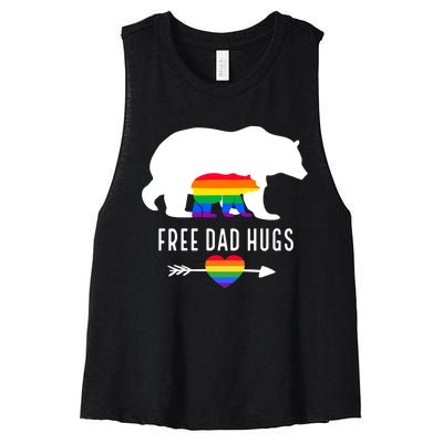 Free Dad Hugs Proud Lgbt Dad Gay Lesbian Dad Proud Lgbt Dad Gift Women's Racerback Cropped Tank