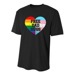 Free Dad Hugs Pride Lgbt Rainbow Flag Family Youth Performance Sprint T-Shirt