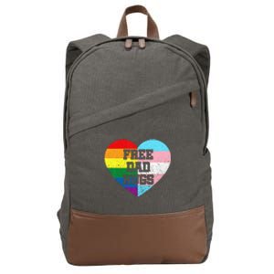 Free Dad Hugs Pride Lgbt Rainbow Flag Family Cotton Canvas Backpack