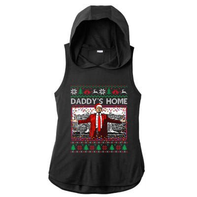 Funny DaddyS Home Trump Ugly Christmas Xmas Pajama Gift Ladies PosiCharge Tri-Blend Wicking Draft Hoodie Tank