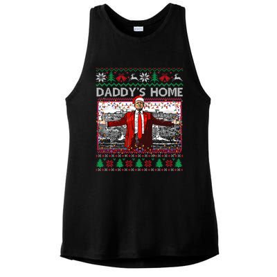 Funny DaddyS Home Trump Ugly Christmas Xmas Pajama Gift Ladies PosiCharge Tri-Blend Wicking Tank