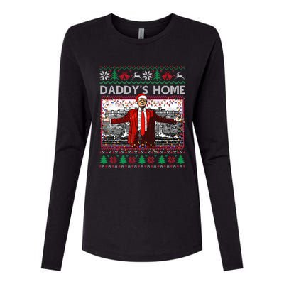 Funny DaddyS Home Trump Ugly Christmas Xmas Pajama Gift Womens Cotton Relaxed Long Sleeve T-Shirt