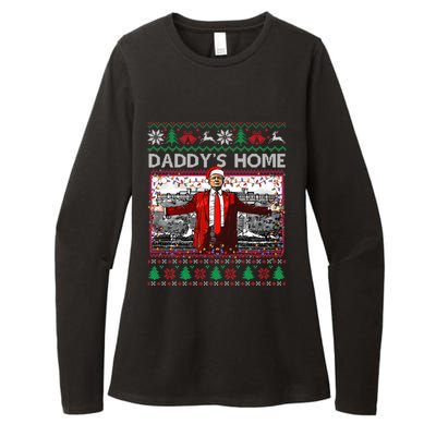 Funny DaddyS Home Trump Ugly Christmas Xmas Pajama Gift Womens CVC Long Sleeve Shirt