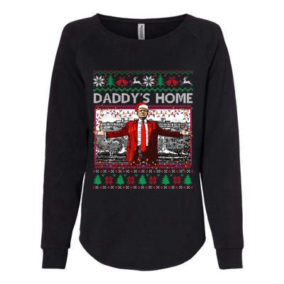 Funny DaddyS Home Trump Ugly Christmas Xmas Pajama Gift Womens California Wash Sweatshirt