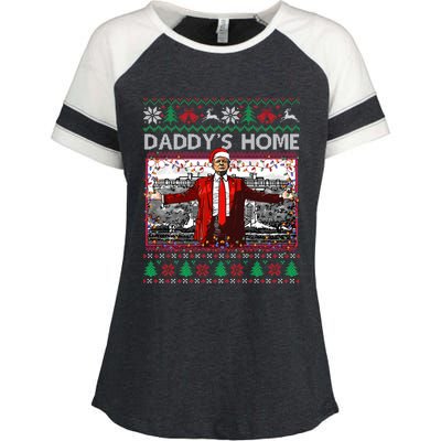 Funny DaddyS Home Trump Ugly Christmas Xmas Pajama Gift Enza Ladies Jersey Colorblock Tee