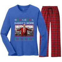 Funny DaddyS Home Trump Ugly Christmas Xmas Pajama Gift Women's Long Sleeve Flannel Pajama Set 