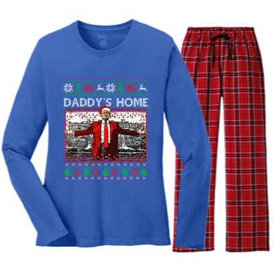 Funny DaddyS Home Trump Ugly Christmas Xmas Pajama Gift Women's Long Sleeve Flannel Pajama Set 