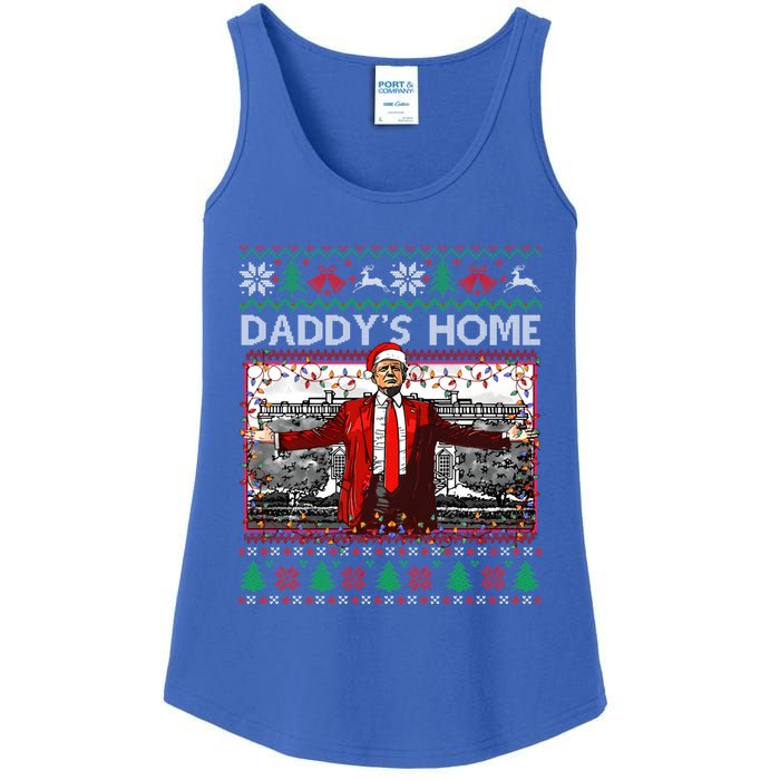 Funny DaddyS Home Trump Ugly Christmas Xmas Pajama Gift Ladies Essential Tank