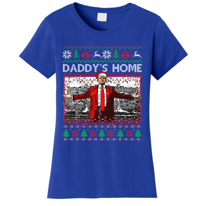 Funny DaddyS Home Trump Ugly Christmas Xmas Pajama Gift Women's T-Shirt