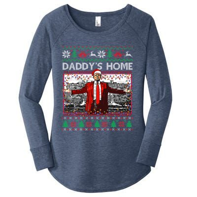 Funny DaddyS Home Trump Ugly Christmas Xmas Pajama Gift Women's Perfect Tri Tunic Long Sleeve Shirt