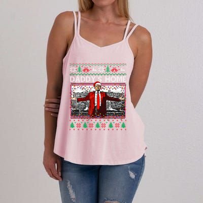 Funny DaddyS Home Trump Ugly Christmas Xmas Pajama Gift Women's Strappy Tank