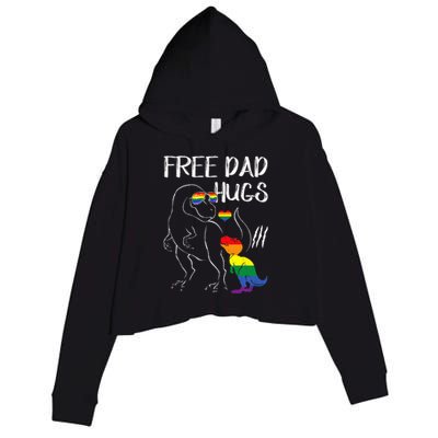 Free Dad Hugs LGBT Pride Dad Dinosaur Rex Proud Ally Crop Fleece Hoodie