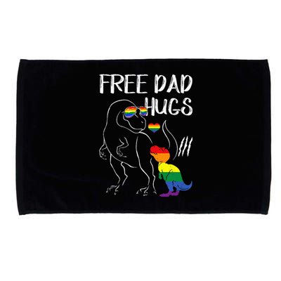 Free Dad Hugs LGBT Pride Dad Dinosaur Rex Proud Ally Microfiber Hand Towel