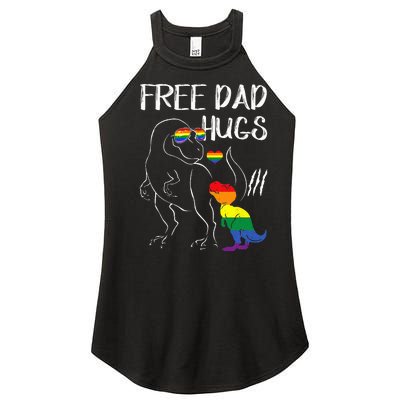 Free Dad Hugs LGBT Pride Dad Dinosaur Rex Proud Ally Women’s Perfect Tri Rocker Tank