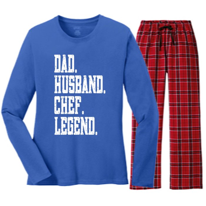 Funny Dad Husband Chef Legend Funny Gift Women's Long Sleeve Flannel Pajama Set 