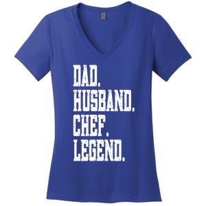 Funny Dad Husband Chef Legend Funny Gift Women's V-Neck T-Shirt